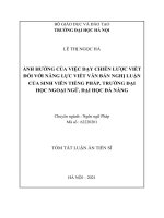 Ảnh hưởng của việc dạy chiến lược viết đối với năng lực viết văn bản nghị luận của sinh viên tiếng pháp, trường đại học ngoại ngữ, đại học đà nẵng TT 