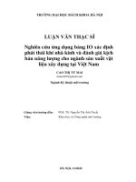 Nghiên cứu ứng dụng bảng io xác định phát thải khí nhà kính và đánh giá kịch bản năng lượng cho ngành sản xuất vật liệu xây dựng tại việt nam 