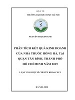 Phân tích kết quả kinh doanh của nhà thuốc hồng hà tại quận tân bình, thành phố hồ chí minh năm 2019 