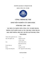 VAI TRÒ CỦA NHÂN VIÊN CÔNG TÁC XÃ HỘI TRONG PHÒNG NGỪA RỐI LOẠN LO ÂU CHO HỌC SINH TRUNG HỌC PHỔ THÔNG PHỤ DỰC HUYỆN QUỲNH PHỤ TỈNH THÁI BÌNH