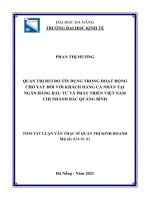 Quản trị rủi ro tín dụng trong hoạt động cho vay đối với khách hàng cá nhân tại ngân hàng đầu tư và phát triển việt nam – chi nhánh bắc quảng bình 