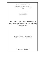 Hoàn thiện công tác kế toán thu chi hoạt động tại trường cao Đẳng Kỹ Nghệ Dung Quất