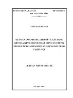 Kế toán doanh thu, chi phí và xác định kết quả kinh doanh hoạt đông xây dựng trong các doanh nghiệp xây dựng dân dụng tại hà nội