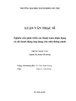 Nghiên cứu phát triển các thuật toán nhận dạng cử chỉ hành động ứng dụng cho nhà thông minh 