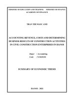 Kế toán doanh thu, chi phí và xác định kết quả kinh doanh hoạt đông xây dựng trong các doanh nghiệp xây dựng dân dụng tại hà nội TT TIENG ANH 