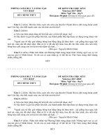 Kiem tra hoc ki II Van 9 co dap an 20172018