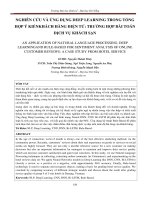 Nghiên cứu và ứng dụng Deep Learning trong tổng hợp ý kiến khách hàng điện tử: Trường hợp bài toán dịch vụ khách sạn