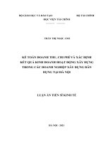 Kế toán doanh thu, chi phí và xác định kết quả kinh doanh hoạt đông xây dựng trong các doanh nghiệp xây dựng dân dụng tại hà nội 