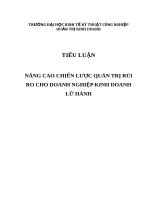NÂNG CAO CHIẾN LƯỢC QUẢN TRỊ RỦI RO CHO DOANH NGHIỆP KINH DOANH LỮ HÀNH