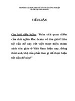 Tiểu luận phân tích quan điểm của chủ nghĩa MacLenin về tôn giáo? Liên hệ vấn đề này với việc thực hiện chính sách tôn giáo ở Việt Nam hiện nay, đồng thời anhchị cần phải làm gì để thực hiện tốt vấn đề này
