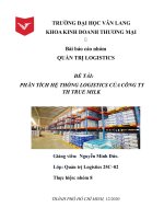 TIỂU LUẬN QUẢN TRỊ LOGISTICS PHÂN TÍCH HỆ THỐNG LOGISTICS CỦA CÔNG TY TH TRUE MILK