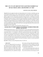 Nhu cầu của du khách về du lịch trải nghiệm tại huyện Phong Điền, thành phố Cần Thơ