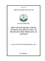 NGUYỄN THẾ HÙNG PHÂN TÍCH DANH mục THUỐC sử DỤNG tại TRUNG tâm y tế HUYỆN đức HUỆ TỈNH LONG AN năm 2019 LUẬN văn dược sĩ CHUYÊN KHOA cấp i 