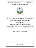 Quản lý tương tác thuốc bất lợi tiềm tàng trong kê đơn ngoại trú tại bệnh viện y học cổ truyền   bộ công an  thông qua hoạt động dược lâm sàng 