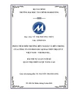 PHÂN TÍCH MÔI TRƯỜNG BÊN NGOÀI VÀ BÊN TRONG CỦA CÔNG TY CỔ PHẦN DU LỊCH  TIẾP THỊ GTVT  VIỆT NAM – VIETRAVEL