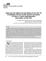 Đánh giá tác động của bụi bông và các yếu tố Ecgônômi tới sức khỏe người lao động ở công ty TNHH Hanesbrands Kim Động, Hưng Yên