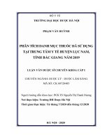 PHẠM văn HUỲNH PHÂN TÍCH DANH mục THUỐC đã sử DỤNG tại TRUNG tâm y tế HUYỆN lục NAM, TỈNH bắc GIANG năm 2019 LUẬN văn dƣợc sĩ CHUYÊN KHOA cấp i 