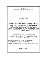 VI MẠNH PHÚC PHÂN TÍCH TÌNH HÌNH sử DỤNG THUỐC điều TRỊ TĂNG HUYẾT áp TRÊN BỆNH NHÂN điều TRỊ NGOẠI TRÚ tại KHOA KHÁM BỆNH TRUNG tâm y tế HUYỆN ĐÌNH lập năm 2019 LUẬN văn dược sĩ CHUYÊN KHOA cấp i hà nội – 2020 