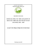 Đánh giá công tác thừa kế quyền sử dụng đất trên địa bàn huyện tân kỳ, tỉnh nghệ an giai đoạn 2015   2018 