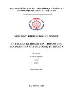 Lập kế hoạch kinh doanh cửa hàng trà sữa khởi sự doanh nghiệp