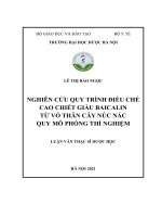 Nghiên cứu quy trình điều chế cao chiết giàu baicalin từ vỏ thân cây núc nác quy mô phòng thí nghiệm 