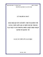 Bảo hộ quyền sở hữu trí tuệ đối với sáng chế liên quan đến dược phẩm tại Việt Nam trong điều kiện hội nhập kinh tế quốc tế.