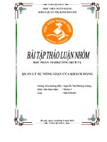 TIỂU LUẬN MARKETING DỊCH VỤ QUẢN LÝ SỰ NÓNG GIẬN CỦA KHÁCH HÀNG