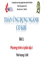 Bài giảng Toán ứng dụng ngành cơ khí - Bài 1: Phương trình vi phân bậc I