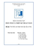 TIỂU LUẬN PHÂN TÍCH VÀ THIẾT KẾ THUẬT TOÁN TÌM HIỂU CÁC THUẬT TOÁN SẮP XẾP CƠ BẢN