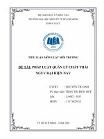 Tiểu luận Luật môi trường khoa luật UEH PHÁP LUẬT QUẢN lý CHẤT THẢI NGUY hại HIỆN NAY