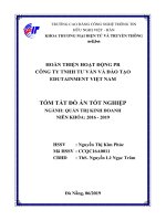 Tóm tắt Đồ án tốt nghiệp Quản trị kinh doanh: Hoàn thiện hoạt động PR cho công ty TNHH và Đào tạo Edutainmet Việt Nam