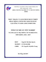 Tóm tắt Đồ án tốt nghiệp Quản trị thông tin marketing: Thực trạng và giải pháp hoàn thiện hoạt động chăm sóc khách hàng tại Công ty Kim Anh Computer