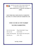Tóm tắt Đồ án tốt nghiệp Marketing: Hoàn thiện hoạt động digital marketing tại công ty cổ phần liên kết Marketing CBG