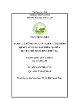 (Luận văn thạc sĩ) đánh giá công tác cấp giấy chứng nhận quyền sử dụng đất trên địa bàn huyện phù ninh, tỉnh phú thọ 