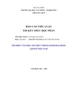 TÌM HIỂU VĂN HÓA ẨM THỰC TRONG KINH DOANH DU LỊCH ở VIỆT NAM