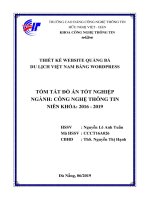 Tóm tắt Đồ án tốt nghiệp Công nghệ thông tin: Thiết kế website quảng bá du lịch Việt Nam bằng wordpress