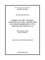 Tóm tắt tiếng việt: Nghiên cứu việc vận dụng chuẩn mực kế toán – Trường hợp các doanh nghiệp nhỏ và vừa trên địa bàn tỉnh Gia Lai.