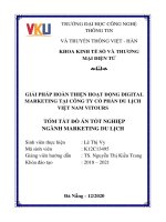 Tóm tắt Đồ án tốt nghiệp Marketing du lịch: Giải pháp hoàn thiện hoạt động Digital Marketing của Công ty Cổ phần du lịch Việt Nam Vitours