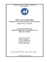 TIỂU LUẬN KẾ HOẠCH MARKETING THƯƠNG HIỆU QUÁN COFFEE  CAT MR.KAT COFFEE