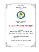 Kế toán tiền lương và các khoản trích theo lương tại công ty trách nhiệm hữu hạn TH 38 việt nam luận văn tốt nghiệp; chuyên ngành kế toán doanh nghiệp 