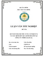 Kế toán doanh thu cung cấp dịch vụ và xác định kết quả kinh doanh tại công ty trách nhiệm hữu hạn i GLOCAL luận văn tốt nghiệp; chuyên ngành kế toán doanh nghiệp 