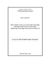 Phát triển năng lực giao tiếp toán học cho học sinh cuối cấp tiểu học thông qua dạy học giải toán có lời văn 