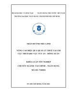 Nâng cao hiệu quả quản lý thuế tại chi cục thuế khu vực tuy an   đồng xuân 