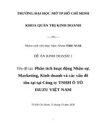 TIỂU LUẬN PHÂN TÍCH HOẠT ĐỘNG NHÂN SỰ, MARKETING, KINH DOANH VÀ CÁC VẤN ĐỀ TỒN TẠI TẠI CÔNG TY TNHH Ô TÔ ISUZU VIỆT NAM