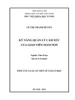 Tóm tắt luận án: Kỹ năng quản lý cảm xúc của giáo viên mầm non.
