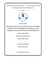The service quality factors affecting customer satisfaction in transfers and payments at asia commercial bank joint stock in ho chi minh city 
