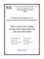 Tóm tắt Đồ án tốt nghiệp Công nghệ thông tin: Xây dựng phần mềm quản lý quán café bằng ngôn ngữ lập trình C#