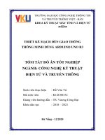 Tóm tắt Đồ án tốt nghiệp Công nghệ kỹ thuật điện tử và truyền thông: Thiết kế mạch đèn giao thông thông minh dùng Arduino Uno R3