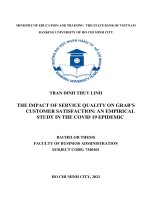 The impact of service quality on grabs customer satisfaction in ho chi minh city an empirical study in the covid 19 epidemic 