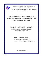 Tóm tắt Đồ án tốt nghiệp Quản trị kinh doanh: Hoàn thiện hoạt động quảng cáo cho Công ty TNHH Tư vấn & Đào tạo Edutainment Việt Nam